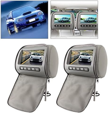2pcs 7 inch HD Car Headrest LCD Video Player with Zipper Cover Remote Control Gray