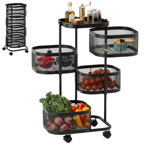 Image of HOMCOM 4-Tier Storage Trolley on Wheels Top Tray Rolling Utility Cart Black