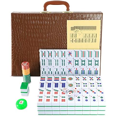 ORIENTOOLS Chinese Mahjong Game Set, 1.5" Large Tile with a Carrying Travel Case, 1.5" Large 144+2 Tiles, 3 Dice and a Wind Indicator, for Chinese Style Game Play Cover