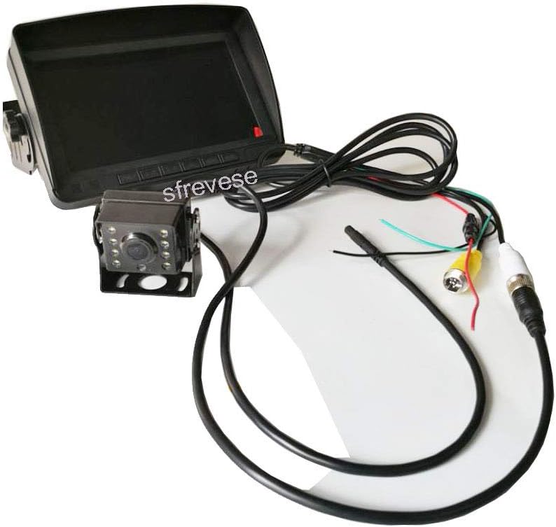 Vehicle Backup Rear View Car Camera and Monitor Kit,IP69 Waterproof Night Vision HD 1080P Rear Camera + 7" IPS SD DVR Recording 2CH Split Monitor with 4 Pin 15m Cable for Bus Trailer RV Camper Truck