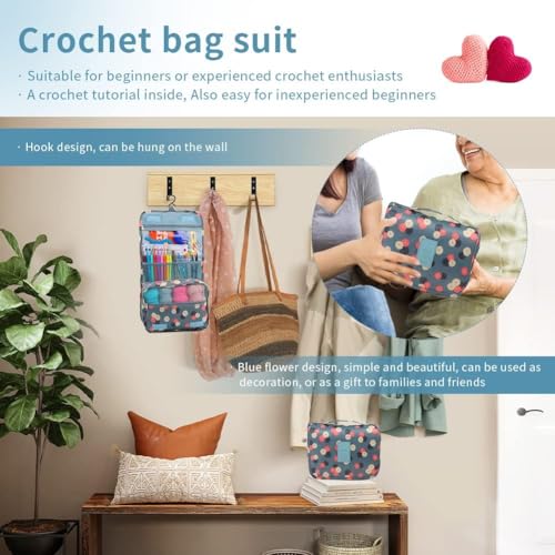 Image of VIRADHAM Crochet Kit for Beginners Complete 130 Pieces Starters Knitting Kit with Crochet Yarn, Ergonomic Crochet Hooks and Crochet Accessories in Hangable Storage Bag (130 Pc Crochet Kit for Beginners)