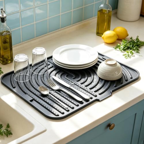 Alfombrilla de secado de platos en silicona: ideal para escurrir verduras, ollas y vajilla 3