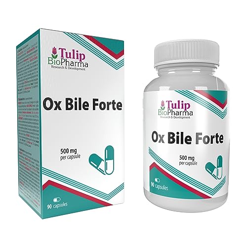 Tulip BioPharma Ox Bile Forte 500mg | 90 Capsules | 3-Month Supply | High Strength One-a-Day No Fillers | 3rd Party Lab Tested