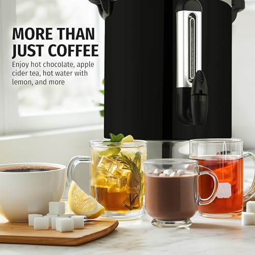 Image of Zulay Commercial Grade 100 Cup Coffee Maker Hot Water Urn - Large Percolator Pot Dispenser With Double-Wall Stainless Steel, Quick Brew, Stays Hot for Tea & Beverage at Events & Catering - Black