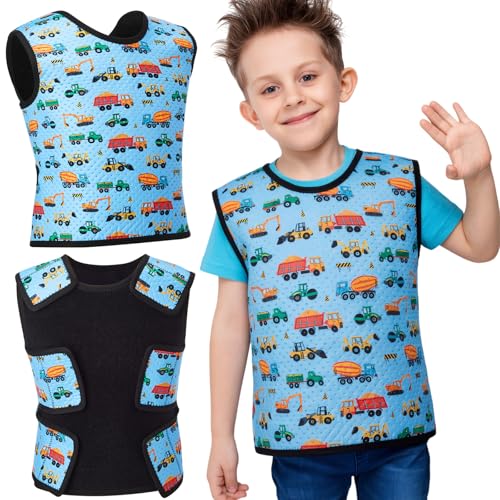 Image of Janmercy Kids Compression Vest Ages 2 to 9 Soft Adjustable Breathable Neoprene Comfort Vest for Boys Girls School Home Daily(Truck,Small)