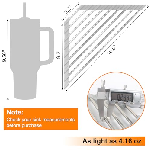 Corner Sink Caddy Triangle Dish Drying Rack for Sink Corner, Sponge Holder Roll Up Dish Drying Rack Over The Sink, Stainless Steel Kitchen Sink Organizer Drainer Mat Sponge Caddy for Counter Storage - Thumbnail 2