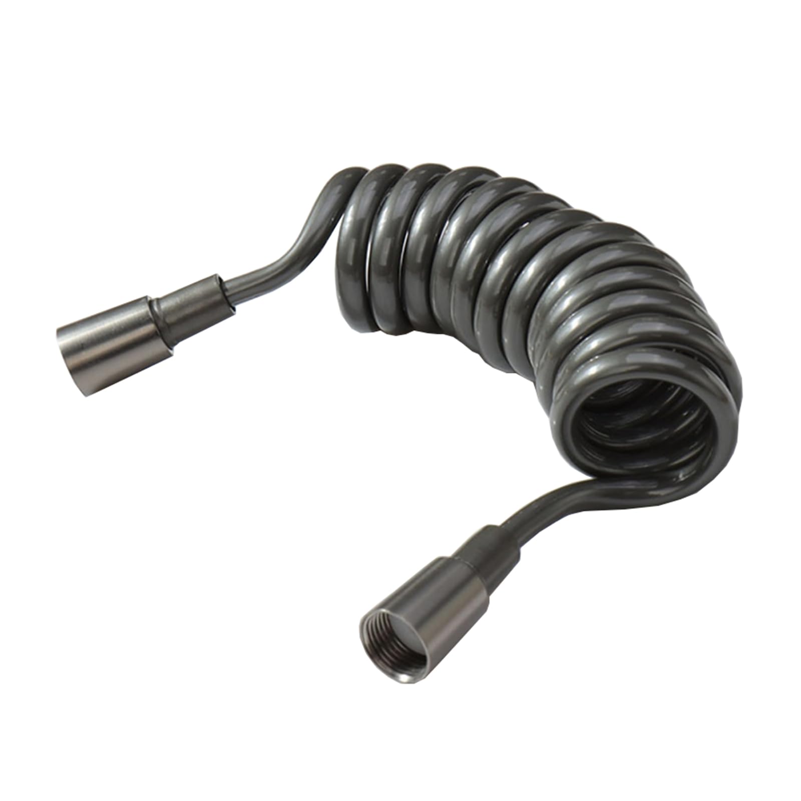 Manguera de ducha flexible de resorte en espiral telescópica con conector de latón G1/2, color gris, 2 m-5 m para una fácil instalación y uso versátil