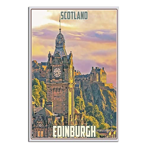 Targa in metallo con lo skyline di Edimburgo Scozia Targa in latta Viaggio Vintage Art Wall Decor Cartello Casa Cucina Bar Patio Grotta Decorazione Divertente 30 x 43 cm