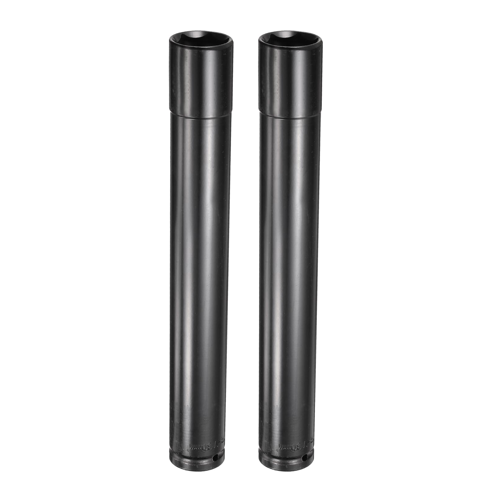 sourcing map 2pcs 6-Point Deep Impact Socket 1/2" Drive 30mm Metric Socket 11.7" (296mm) Extra Long Heat-Treated 45# Steel for Home Auto Spindle Axle Hex Nuts Bolts Repair, Black