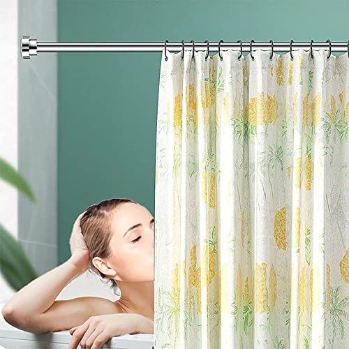 Yonloch Shower Curtain Rod, 40-73 Inch Adjustable Shower Rod Tension, Spring Curtain Tension Rod, Premium Stainless Steel, Anti-Slip, No Drilling, No Rust, Non- Slip, For Bathroom With 12X Hooks #TOP2