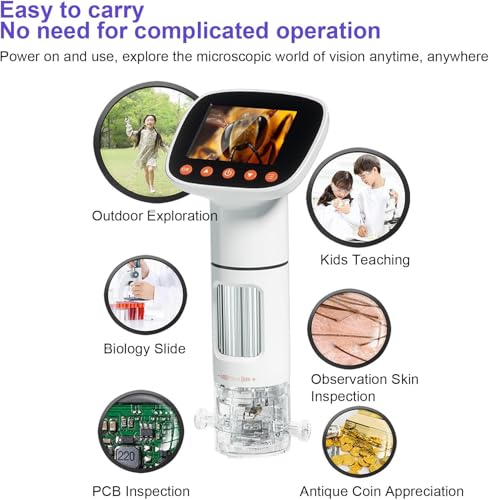 Image of Etzin Wireless Handheld Digital Microscope with 2 inch LCD Screen,1000X Pocket Micro-Scope for Kids with 8 LED Lights,Portable Microscope for Adults with Stand-EPL-1018IM.