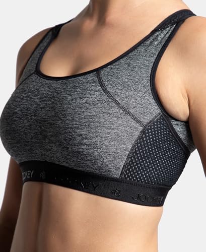 Image of Jockey AP20 Women Wirefree Padded Tactel Nylon Elastane Stretch Full Coverage Racerback Styling Active Sports Bra with StayFresh and StayDry Treatment