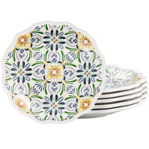 UNK U 8.5-Inch Floral Melamine Plates Set of 6