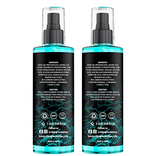 Image of Viking Revolution Sea Salt Spray for Hair Men - Hair Texturizing Sprays with Kelp, Aloe Vera & Red Algae Extract - Surf Sprays to Add Volume and Texture- Sea Salt for Men Beach Hair Spray (2 pack)