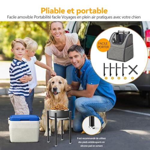 Support surélevé réglable pour gamelle de chien de 6 à 11 pouces