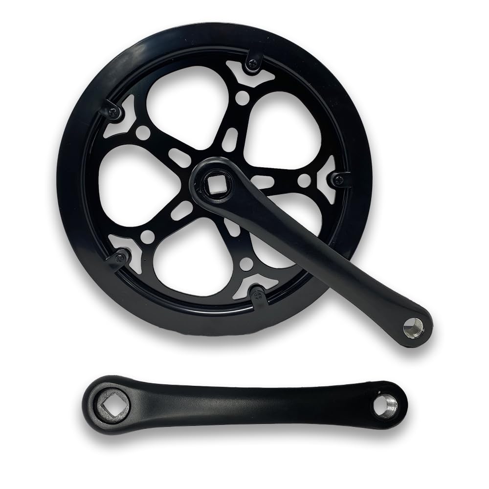 Generico Guarnitura per Bici Elettrica e Fat Bike, 52 Denti, Pedivelle 165mm in Alluminio, Nero