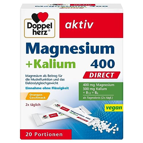 Doppelherz Magnesium 400 + Kalium DIRECT - Magnesium als Beitrag für die Muskelfunktion und das Elektrolytgleichgewicht - 20 
