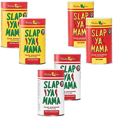 Slap Ya Mama Cajun Seasoning from Louisiana Spice Variety Pack, 8 Ounce Cans, 2 Cajun, 2 Cajun Hot, 2 White Pepper Blend