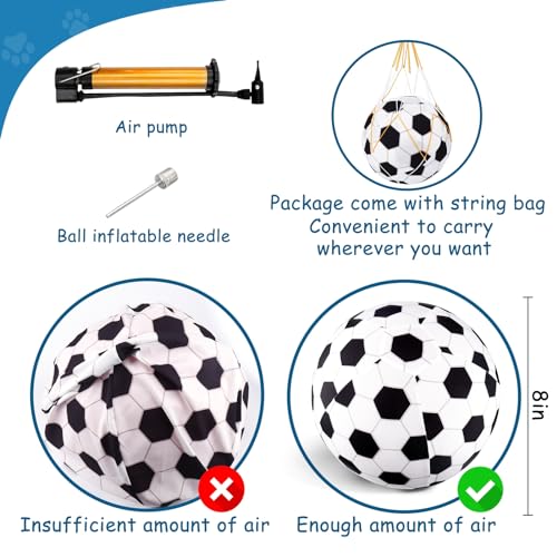 Juome Herding Ball for Dogs, 8\" Dog Herding Balls with Soccer Cloth Cover Hand Pump, Interactive Dog Toys for Small & Medium Dogs
