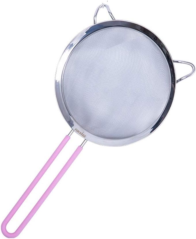 Flour Sieve, Fine Mesh Filter Screen Baking Tool Stainless Steel Kitchen Sifter Colander For Milk Fruit Juice Sugar Flour (Color : B)