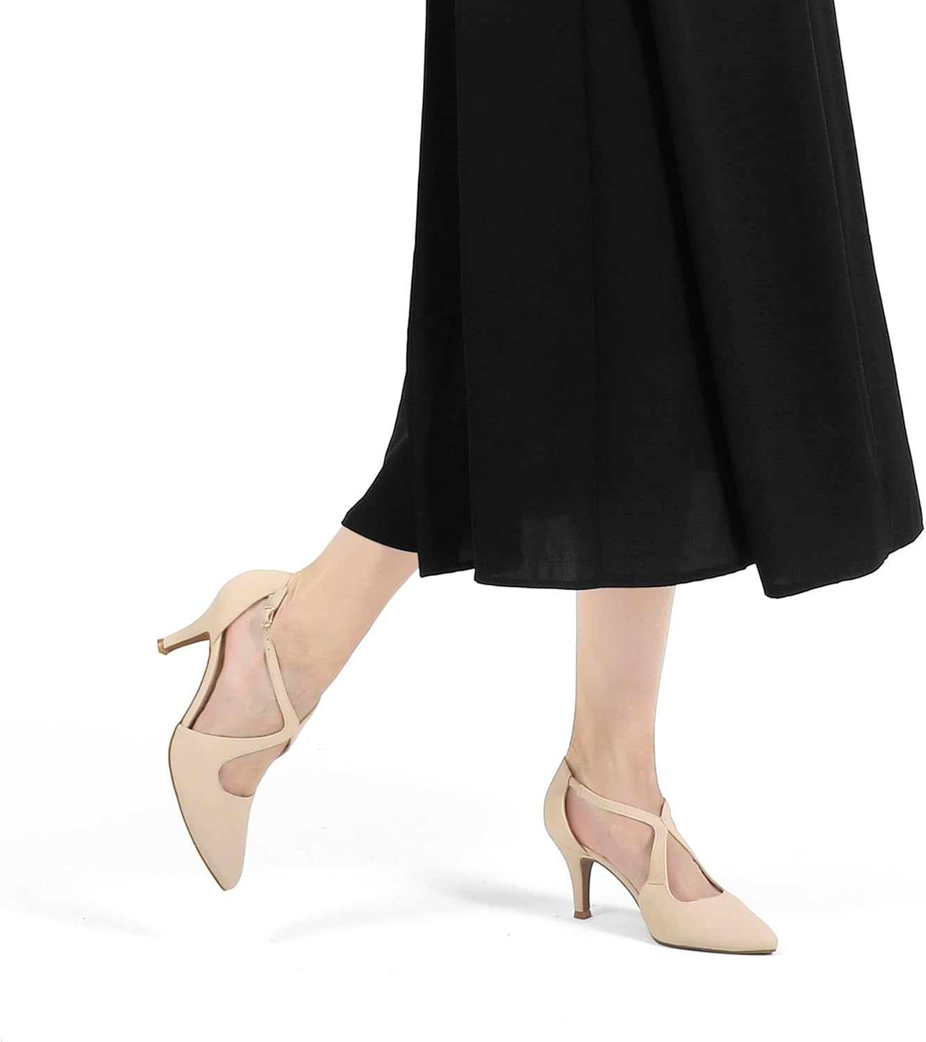 mysoft Women's Dress Shoes Closed Toe 3 Inch Heels Cross Strap Stiletto Pumps Wedding Prom Party Evening Formal Shoes