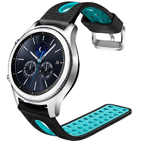 Nigaee Compatible with Samsung Galaxy Watch Active/Active 2/ Galaxy Watch 42mm Bands, 20mm Silicone Watch Band Quick Release Strap Replacement for Gear Sport Smartwatch Women Men, Black&Blue