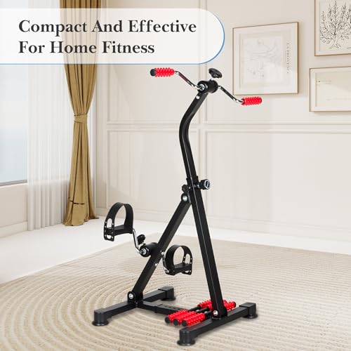 Image of Adjustable Pedal Exerciser Bike for Seniors,Hand Arm Leg and Knee Therapy, Stroke Recovery, Portable Fitness Equipment for Total Body Workout - Great Gift for Elderly Rehab