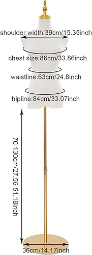 Miniatura 2 de LiauHo Maniquí de forma de vestido, 27-51 pulgadas de altura ajustable, cuerpo de maniquí, cuerpo de maniquí de metal, modelo de torso, soporte para