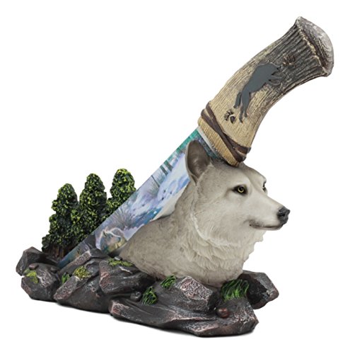 Ebros Animal Spirit Alpha Gray Wolf In Mountain Forest Display Centerpiece Statue With Stainless Steel Blade Dagger Letter Opener Sculpture Figurine Gift For Hunters And Outdoorsmen #TOP3