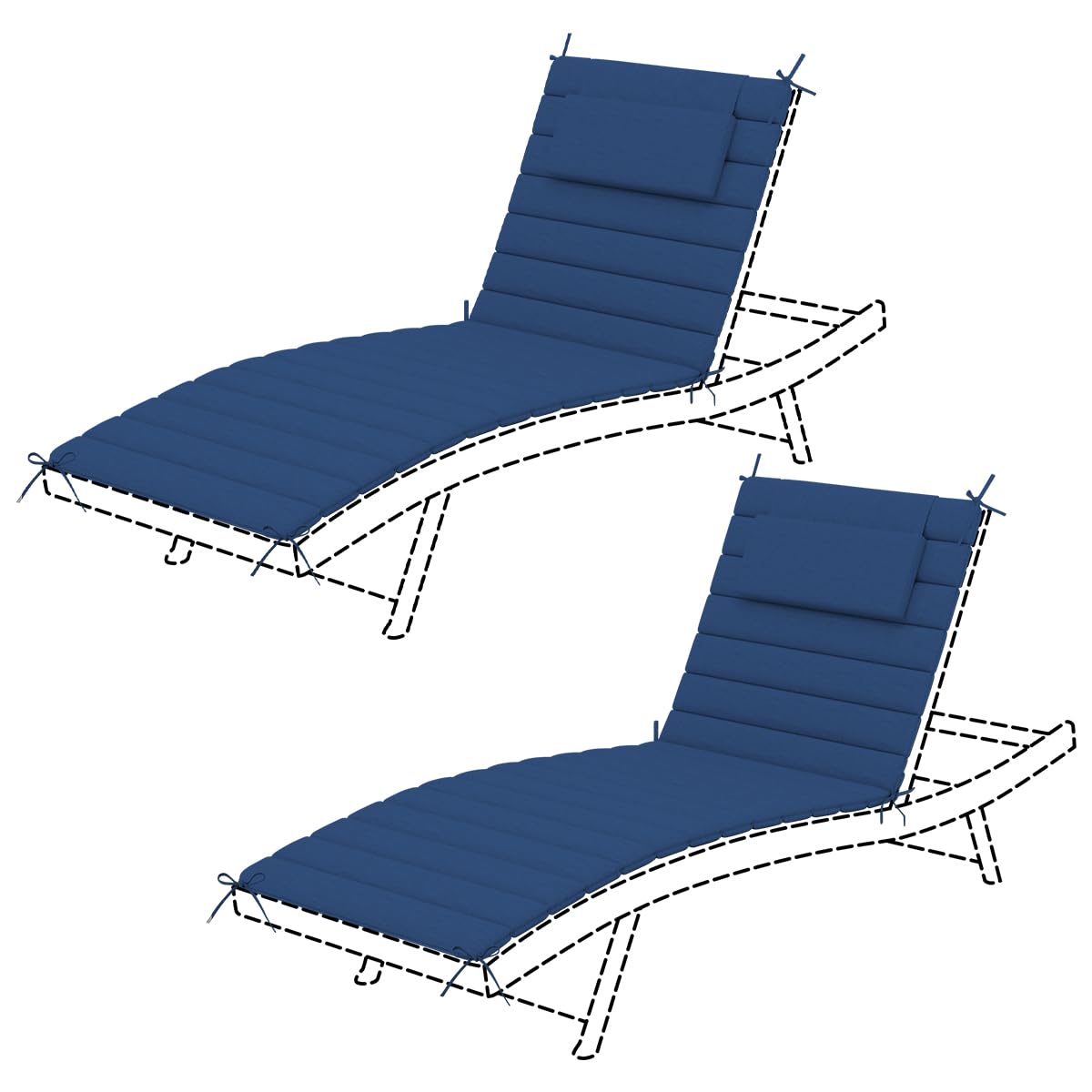 Sundale Outdoor Water-Resistant Quilted Olefin Lounger Cushions Set of ...
