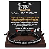 Btysun Graduation Gift for Him 2026 Morse Code Bracelets for Men Leather Bracelets for Boyfriend Son Classmate Congratulate High School College Graduation Grad Birthday Jewelry