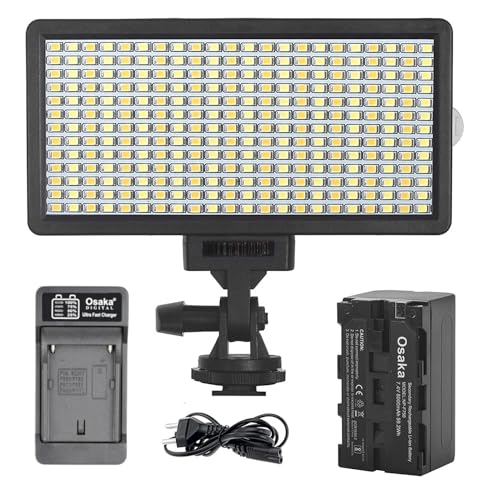 Image of Osaka Bi-Color Dimmable LED Video Light OS-LED-308 Pocket LED Slim for All DSLR Video Cameras YouTube Video tiktok Photography Shooting with F750 Battery 8000 mAh and Fast Charger