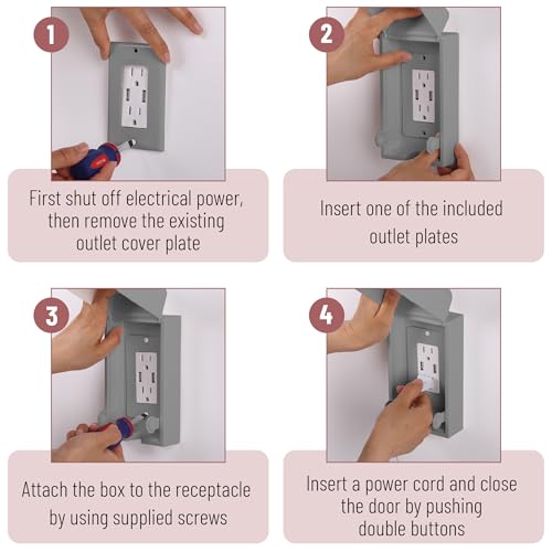Couvercles de prises de courant pour bébés et cache-prises gris Bates