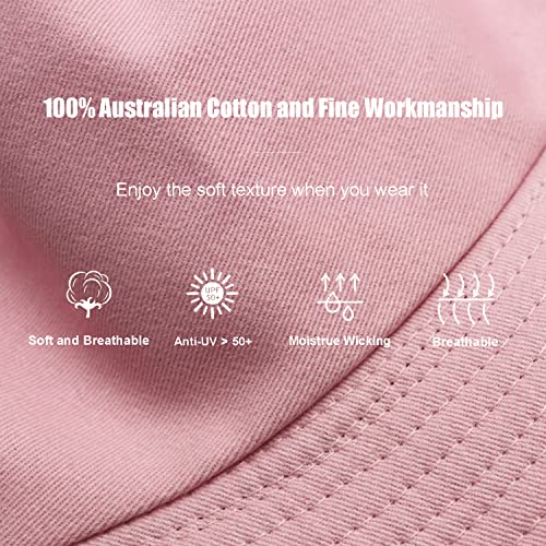 Image of Bucket Hat for Women Men, Reversible Cotton Summer Sun Beach Cap Solid Color Style