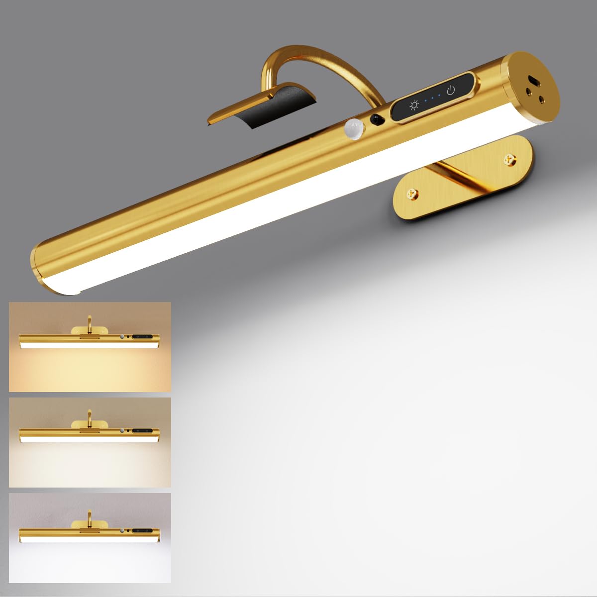 Applique Murale LED Sans Fil avec Détecteur Mouvement, Lampe Rechargeable USB pour Tableaux, Salle de Bain