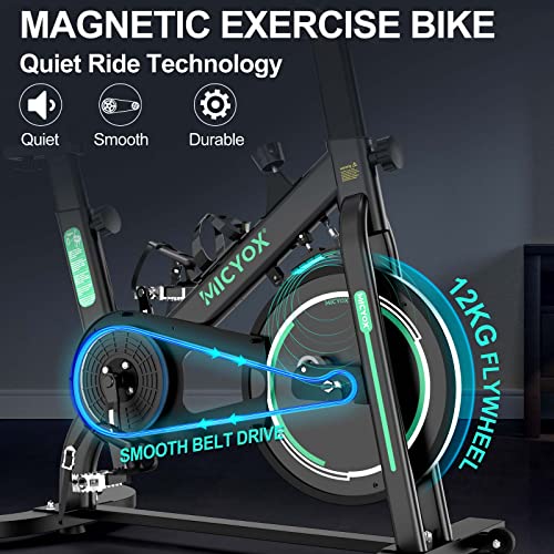 Micyox Exercise Bike, MX87 Magnetic Resistance Indoor Cycling Bike with 26lb Flywheel, Pulse Sensor, Adjustable Saddle Handlebar, Silent Stationary Exercise Bikes for Home Use - Image 3