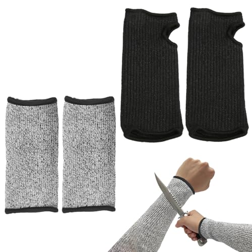 AOEVUIR 2 Pares Mangas Resistentes a Cortes Nivel 5 Protección Antebrazo para Jardinería Cocina Soldadura Hombres y Mujeres