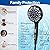 Handheld Shower Head with On Off Switch, Showerhead with Handheld 10 Sprayer Settings, 15 Stage for Hard Water Filtered Showerhead Remove Chlorine and Harmful Substance(Dazzle Black)