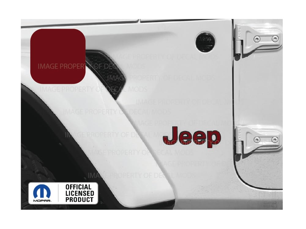 Decal Mods Fender Jeep Fender Flat Overlay Decal Graphic fits Jeep Wrangler JL/JT (2018-2024) (Set of 2) Dark Red CDR | SJ8Z3