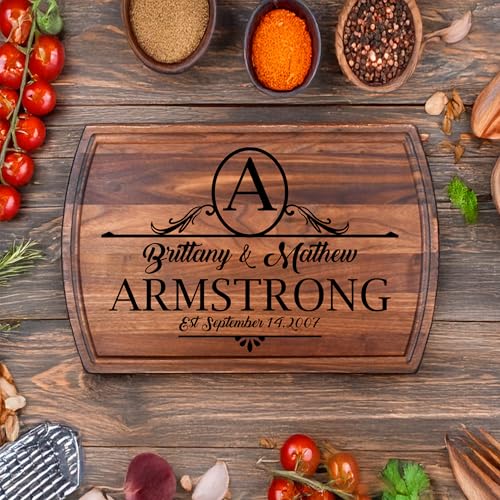 Tabla de cortar personalizada - tablas de charcutería grabadas a medida - regalo para bodas, ducha nupcial, compromiso, aniversario, Día de la Madre y del Padre - Hecho a mano en EE. UU. miniatura 1