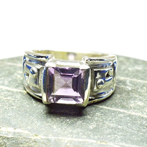 Argent anti ternissement bague carré violet hypoallergénique
