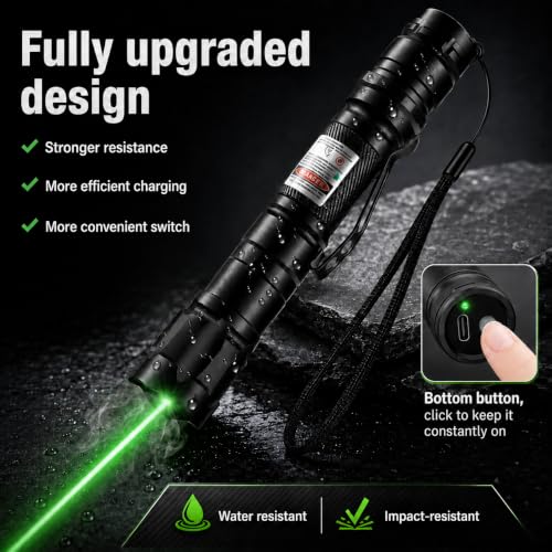 Image of Damflew Green Laser Pointer, Type-C Charge, Laser Beam with Starry-Sky Cap | Starry-Sky Patterns, One-Click Constant-On, for Hiking, Presentations & Outdoor Use (Professional-Grade Green Light)