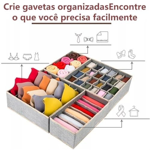 Kit Organizadora de gavetas 4 Pçs Organizador De Armário Para Meias De Sutiã Roupa Íntima/Caixa De A