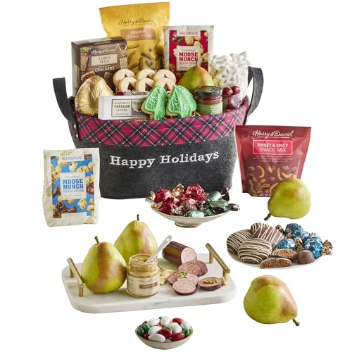 Harry & David Happy Holidays Deluxe Basket, Luxury Christmas Gift Basket, Holiday Gift Basket, Corporate Gift Basket, Gift Basket For Clients
