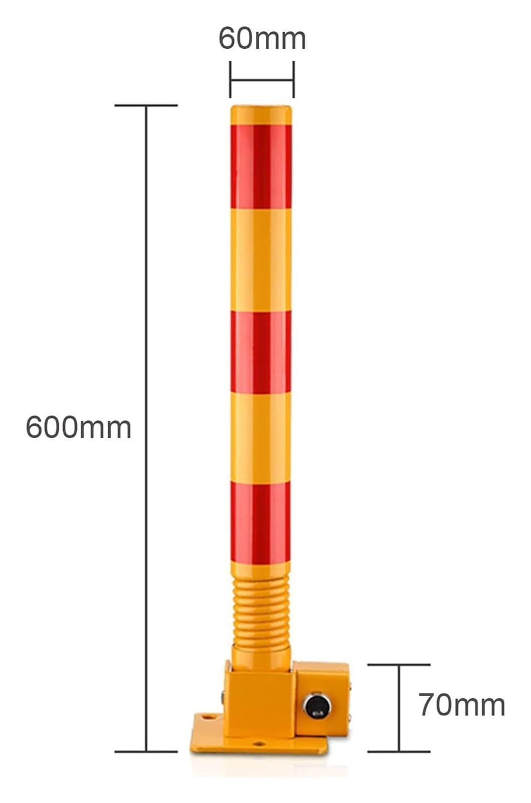 Zamykana składana bariera parkingowa, elastyczny słupek słupkowy dla bezpieczeństwa przestrzeni samochodowej, żółto-czerwony, 600 x 60 mm, unikanie kolizji i blokada miejsca