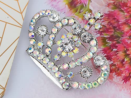 Image of Alilang Amethyst Purple Multi-Colored Crystal Rhinestone Royal Princess Queen Crown Brooch Pin