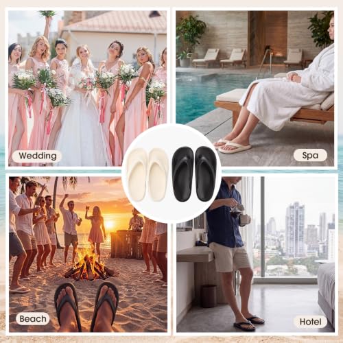 Image of Shinymoon 6 Pairs Non Slip Platform Flip Flops Bulk, Assorted Size Lightweight Pillow Slippers, White Black Soft Bath Shower Sandals, Thick Sole Pool Slides for Women Guest Home Hotel, Size 7.5-11.5