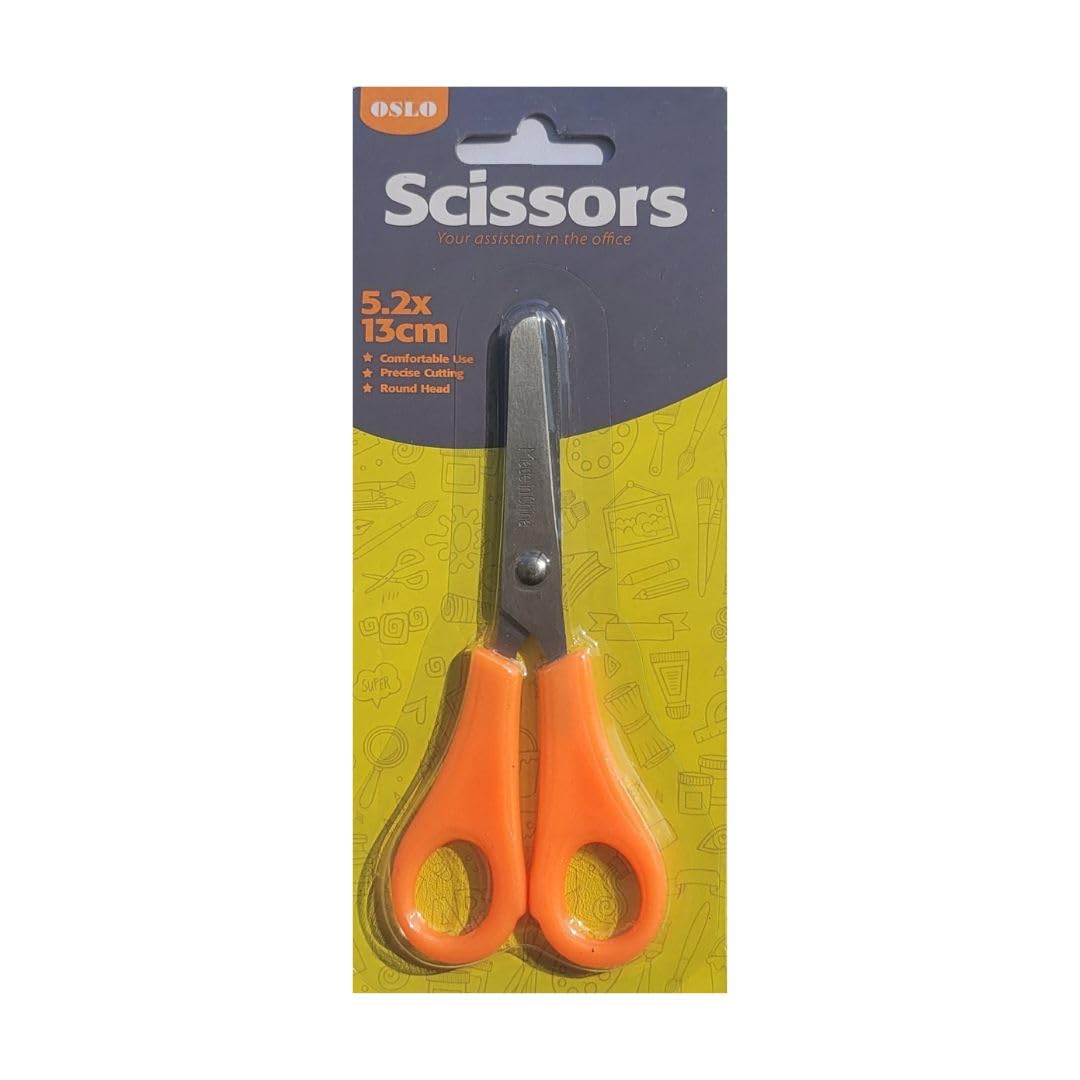 Ready Stock Professional Stainless Steel Scissor, Comfort Soft Grip, All-Purpose, Straight Office Craft Scissor - 13 cms (Orange)