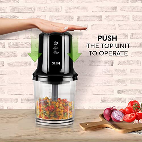 Image of Glen Electric Mini Chopper, 400ml with Stainless Steel Blades, Egg Whisking Disc, Food-Grade Polycarbonate Bowls, Onion, Vegetable & Nut Chopper, SA4040BL