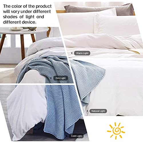 Dreaming Wapiti Duvet Cover King 100% Washed Microfiber 3pcs Bedding Set,Solid Color-Soft and Breathable with Zipper Closure & Corner Ties, Pure White